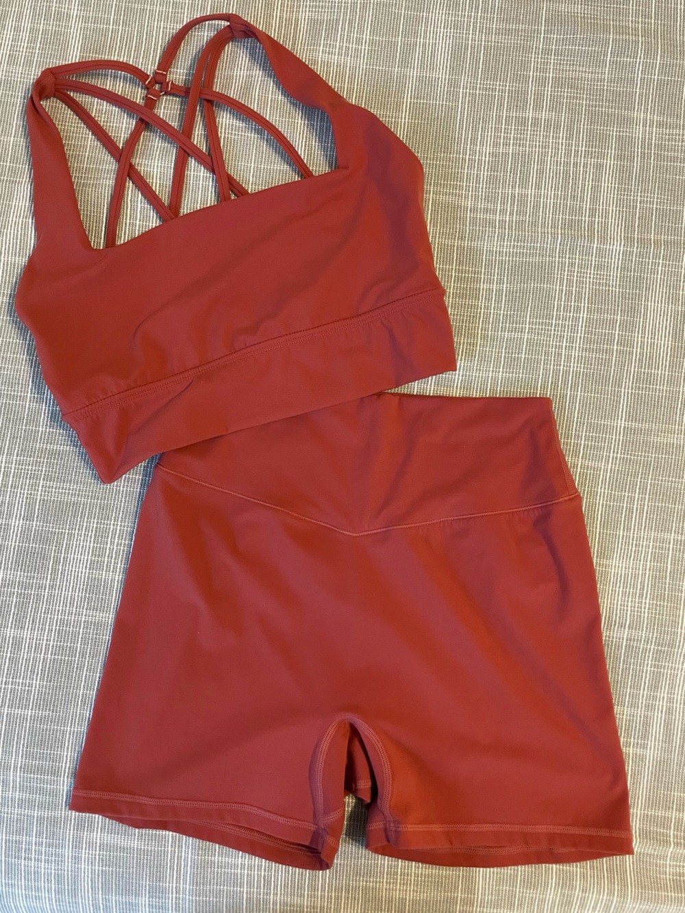 BuffBunny Women's Bike Shorts Set in Brick Red